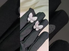 আধুনিক স্টাইল কাস্টমাইজড গোল্ড জুয়েলারী দুটি প্রজাপতি কানের দুল 18K সাদা স্বর্ণ, ডায়মন্ড