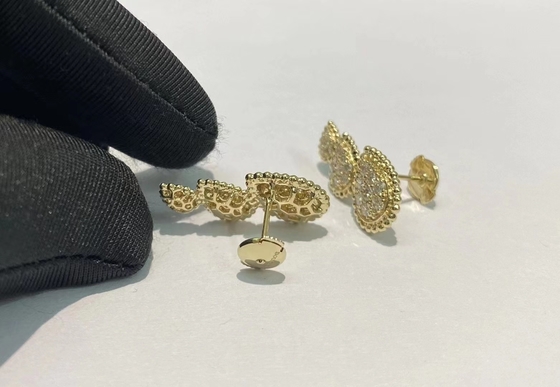 Luxury 18k Gold Diamond Earring 48 Round Diamonds 0.98 Carats 1pcs