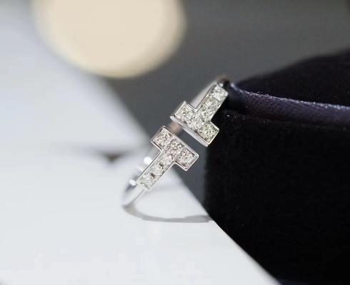 18k White Gold Tiffany T Diamond Wire Bracelet 0.24ct Diamond Jewelry
