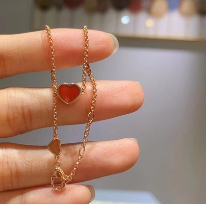 18k Rose Gold Chopard Happy Diamond Heart Bracelet Large Heart With Natural Gems
