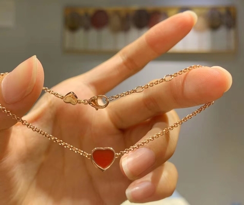 18k Rose Gold Chopard Happy Diamond Heart Bracelet Large Heart With Natural Gems