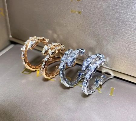 Slim 18k Gold  Serpenti Viper Earrings Full Pave Diamonds Luxury Diamond Jewelry