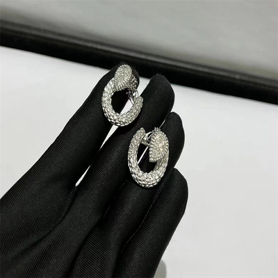 Round Cut 18k White Gold Diamond Earrings 1.0ct  Serpent Boheme Earrings
