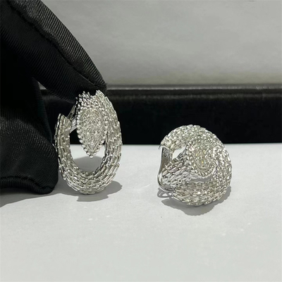 Round Cut 18k White Gold Diamond Earrings 1.0ct  Serpent Boheme Earrings