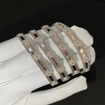Custom HK Setting Jewelry VCA bracelet 18k White Gold Diamond Bracelet