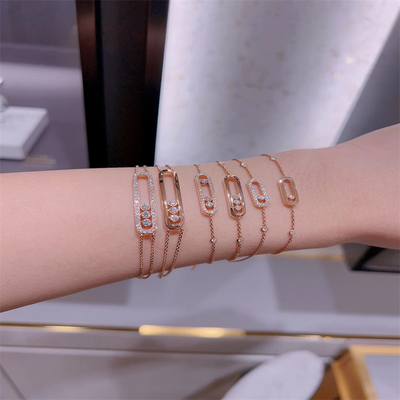 Customized 18K Gold Luxury Diamond Jewelry AU750 Gold Lucky Move Bracelet