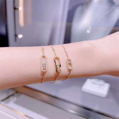 Customized 18K Gold Luxury Diamond Jewelry AU750 Gold Lucky Move Bracelet