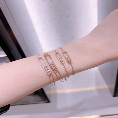 Customized 18K Gold Luxury Diamond Jewelry AU750 Gold Lucky Move Bracelet