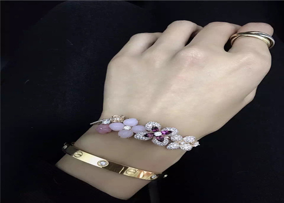  Hortensia Eden 18K Gold Bangle Bracelet With Diamond And Gemstone