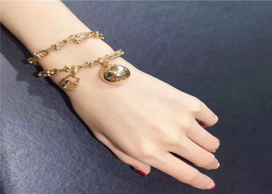 Tiffany Hardwear 18K Gold Diamond Bracelet With Unisex Ball And Chain Design