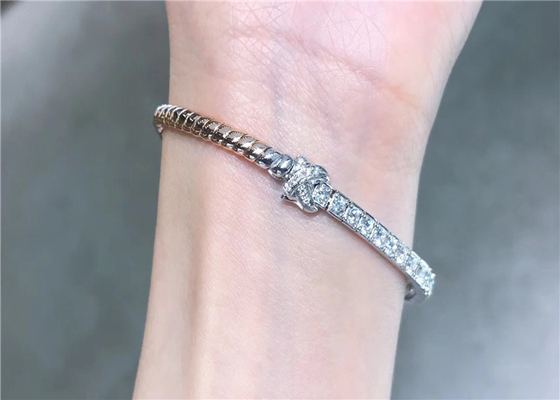 Shinning 18K Gold Diamond Champagne Paris Binding Bracelet With Bow - Knot Design
