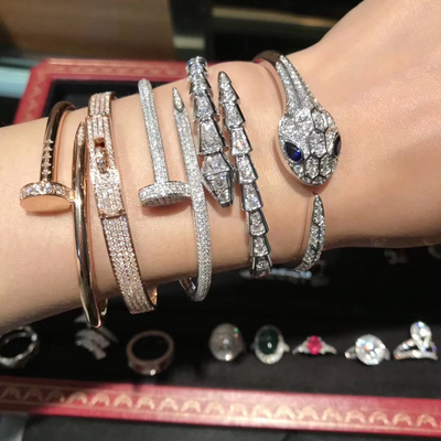High End 18K Gold Diamond Bracelet , Women'S Luxury 18K Diamond Bangle