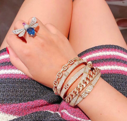 Fashion 18K Gold Charm Bracelet Custom Made With Diamond And Gemstone
