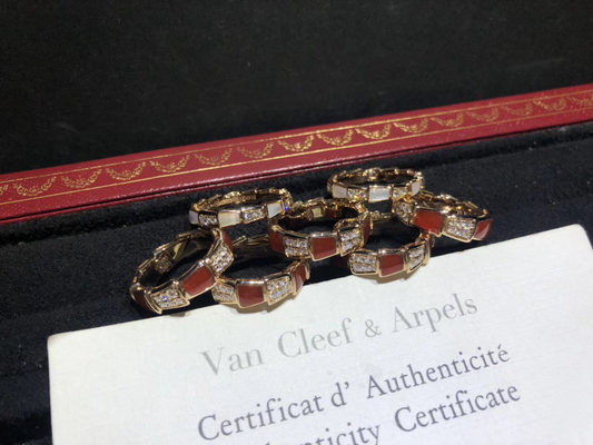 Charming 18K Gold Diamond Ring ,  Serpenti Viper Ring With Mother Of Pearl  luxury jewelry handmade
