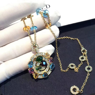 Luxury Custom 18K Gold Jewelry ,  Astrale Necklace With Gemstones