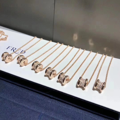  B Zero1 Necklace Rose Gold 18K With Pave Diamonds On The Spiral