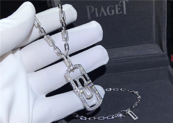Shinning Full Diamond  Parentesi Necklace In 18K White Gold