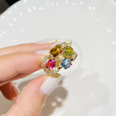 Women's 0.2ct 18k Gold Natural Colored Gemstone Ring