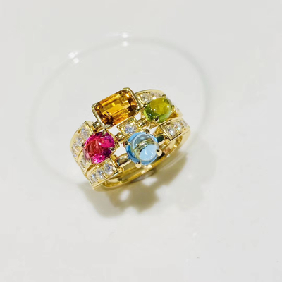 Women's 0.2ct 18k Gold Natural Colored Gemstone Ring