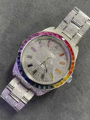 Iced Out Men Luxury VVS Moissanite Bust Down Watch Hip Hop Diamond Watch