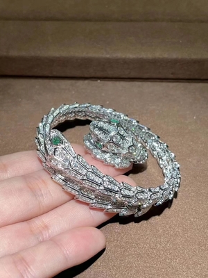 18k White Gold Diamond Serpenti Bracelet Custom Made  High Jewellery