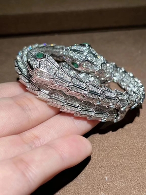 18k White Gold Diamond Serpenti Bracelet Custom Made  High Jewellery