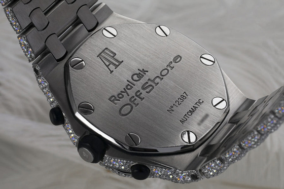 Stainless Steel Automatic Fully Iced Out Watch Royal Oak Offshore Chronograph
