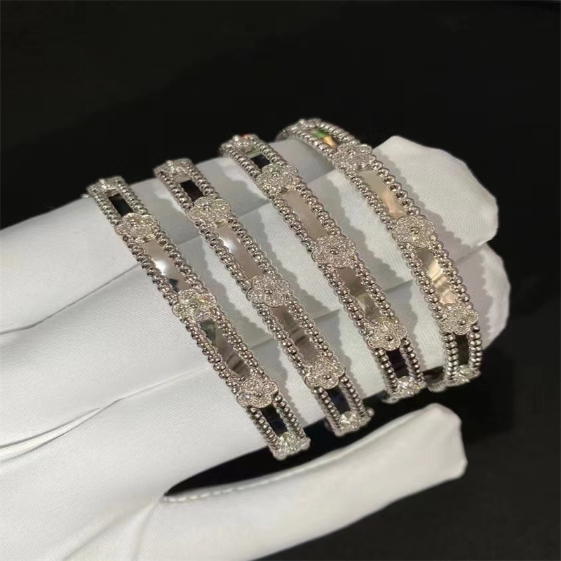 Custom HK Setting Jewelry VCA bracelet 18k White Gold Diamond Bracelet