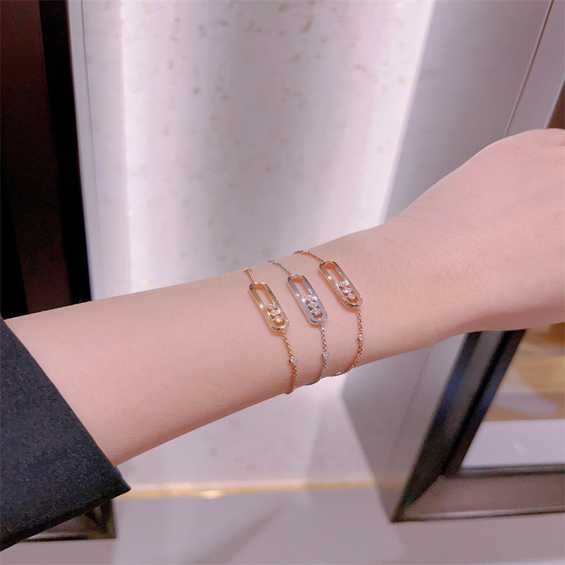 Customized 18K Gold Luxury Diamond Jewelry AU750 Gold Lucky Move Bracelet