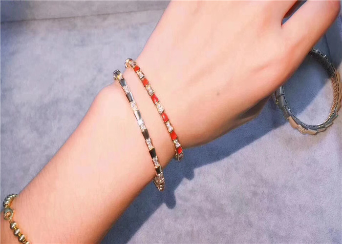 Customizable 18K Gold Diamond Bracelet , Charming  Serpenti Bangle