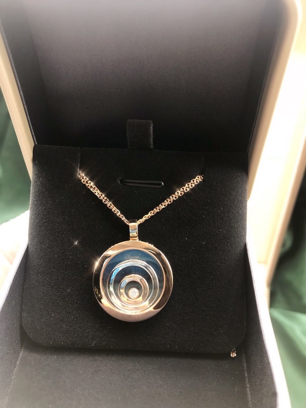 Round SI H Quality 0.1 Carat 60cm18k Rose Gold Pendant